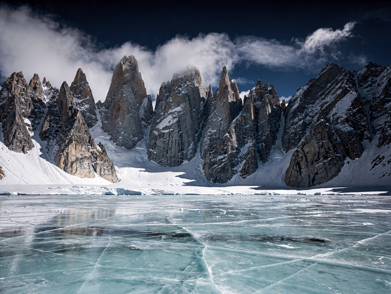 Jagged granite spires of Patagonia at dawn