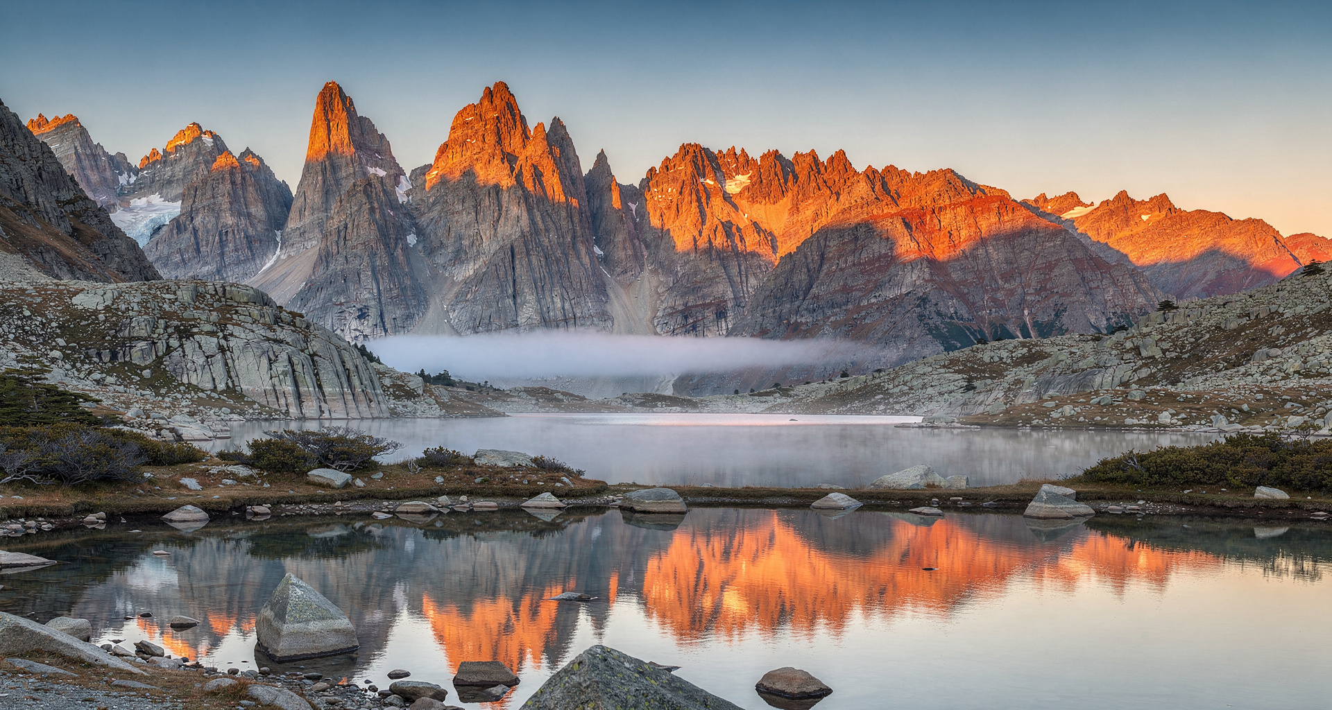 Jagged granite spires at sunrise